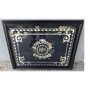 Vintage Henry Weinhard's Private Reserve Beer Framed Bar Mirror 27x20.5